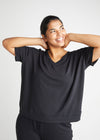 V-neck Lounge Tee - Baby French Terry from Yummie in Black - 10