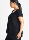 Cap Sleeve Lounge Tee - Slub Knit from Yummie in Black Marl - 2