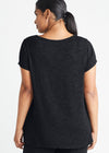 Cap Sleeve Lounge Tee - Slub Knit from Yummie in Black Marl - 3