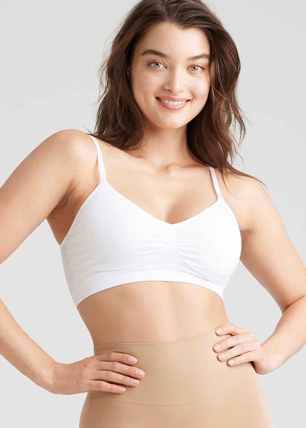 White Bungee Strap Seamless Ribbed Bralette 