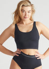 Jules Longline Bra Top - Cotton Rib Seamless from Yummie in Black - 2