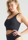 Jules Longline Bra Top - Cotton Rib Seamless from Yummie in Black - 5