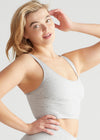 Jules Longline Bra Top - Cotton Rib Seamless from Yummie in Heather Grey - 8