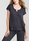 Cap Sleeve Lounge Tee - Slub Knit from Yummie in Black Marl - 4