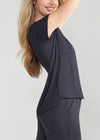 Cap Sleeve Lounge Tee - Slub Knit from Yummie in Black Marl - 5