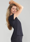 Cap Sleeve Lounge Tee - Slub Knit from Yummie in Cap Sleeve Lounge Tee - Slub Knit - 8