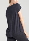 Cap Sleeve Lounge Tee - Slub Knit from Yummie in Black Marl - 6