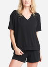 V-neck Lounge Tee - Baby French Terry from Yummie in Black - 1