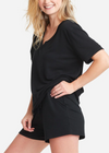 V-neck Lounge Tee - Baby French Terry from Yummie in Black - 2