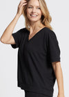 V-neck Lounge Tee - Baby French Terry from Yummie in V-neck Lounge Tee - Baby French Terry - 7