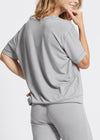 V-neck Lounge Tee - Baby French Terry from Yummie in Weathered Grey - 3