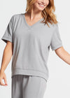 V-neck Lounge Tee - Baby French Terry from Yummie in Weathered Grey - 1