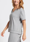 V-neck Lounge Tee - Baby French Terry from Yummie in Weathered Grey - 2