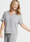 V-neck Lounge Tee - Baby French Terry from Yummie in V-neck Lounge Tee - Baby French Terry - 4