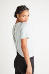 Peek-a-boo Twist Back Top - Baby French Terry from Yummie in Misty Blue - 1