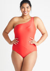 Siren One Shoulder One Piece Swimsuit from Yummie in True Red - 8