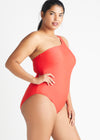 Siren One Shoulder One Piece Swimsuit from Yummie in True Red - 10