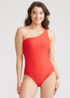 Siren One Shoulder One Piece Swimsuit from Yummie in True Red - 1