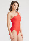 Siren One Shoulder One Piece Swimsuit from Yummie in True Red - 2