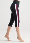 Talia Cropped Capri Shaping Legging - Cotton Stretch from Yummie in Black with Blackberry/White Stripe - 2