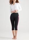 Talia Cropped Capri Shaping Legging - Cotton Stretch from Yummie in Black with Blackberry/White Stripe - 3