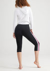 Talia Cropped Capri Shaping Legging - Cotton Stretch from Yummie in Black with Blackberry/White Stripe - 4