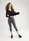 Talia Cropped Capri Shaping Legging - Cotton Stretch from Yummie in Leopard Print Castlerock - 1