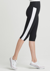 Talia Cropped Capri Shaping Legging - Cotton Stretch from Yummie in Black with White Racing Stripe - 2