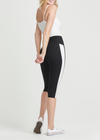 Talia Cropped Capri Shaping Legging - Cotton Stretch from Yummie in Black with White Racing Stripe - 4