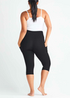 Talia Cropped Capri Shaping Legging with Pockets - Cotton Stretch from Yummie in Black - 4