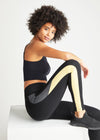 Rachel Shaping Legging with Racing Stripe - Cotton Stretch from Yummie in Black/Smoke/Lemon Drop - 1