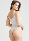 Ruby Shaping Thong Bodysuit - Cotton Seamless from Yummie in Etherea/White Stripe - 4