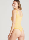 Ruby Shaping Thong Bodysuit - Cotton Seamless from Yummie in Golden Glow/White Stripe - 4