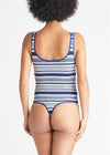 Ruby Shaping Thong Bodysuit - Cotton Seamless from Yummie in Grey Heather/Medieval Blue Stripe - 4