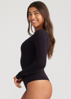 Long Sleeve Shaping Thong Bodysuit - Outlast® Seamless from Yummie in Long Sleeve Shaping Thong Bodysuit - Outlast® Seamless - 12