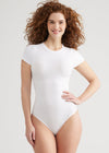 Short Sleeve Shaping Thong Bodysuit - Outlast® Seamless from Yummie in White - 3