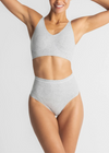 Cotton Seamless Shaping Thong from Yummie in Heather Grey - 2