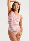 Ruby Shaping Full Back Bodysuit - Cotton Seamless from Yummie in Withered Rose/White Stripe - 1