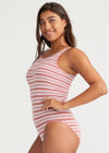 Ruby Shaping Full Back Bodysuit - Cotton Seamless from Yummie in Withered Rose/White Stripe - 3