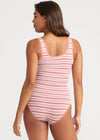 Ruby Shaping Full Back Bodysuit - Cotton Seamless from Yummie in Withered Rose/White Stripe - 4