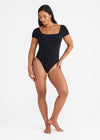 Anette Shaping Thong Bodysuit - Cotton Seamless from Yummie in Black - 1