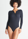 Katrina Henley Long Sleeve Thong Bodysuit - Cotton Rib Seamless from Yummie in Katrina Henley Long Sleeve Thong Bodysuit - Cotton Rib Seamless - 6