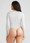 Katrina Henley Long Sleeve Thong Bodysuit - Cotton Rib Seamless from Yummie in Katrina Henley Long Sleeve Thong Bodysuit - Cotton Rib Seamless - 10