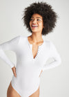 Katrina Henley Long Sleeve Thong Bodysuit - Cotton Rib Seamless from Yummie in Katrina Henley Long Sleeve Thong Bodysuit - Cotton Rib Seamless - 7