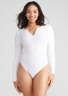 Katrina Henley Long Sleeve Thong Bodysuit - Cotton Rib Seamless from Yummie in Katrina Henley Long Sleeve Thong Bodysuit - Cotton Rib Seamless - 16