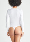 Katrina Henley Long Sleeve Thong Bodysuit - Cotton Rib Seamless from Yummie in White - 5