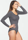 Long Sleeve Shaping Bodysuit - Cotton Seamless from Yummie in Long Sleeve Shaping Bodysuit - Cotton Seamless - 7