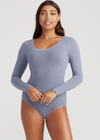 Long Sleeve Shaping Bodysuit - Cotton Seamless from Yummie in Long Sleeve Shaping Bodysuit - Cotton Seamless - 6