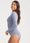 Long Sleeve Shaping Bodysuit - Cotton Seamless from Yummie in Folkstone Grey - 3