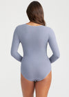 Long Sleeve Shaping Bodysuit - Cotton Seamless from Yummie in Folkstone Grey - 4